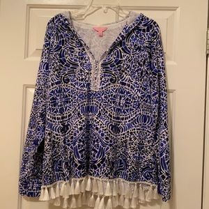Lily Pulitzer Top with fringe size Large